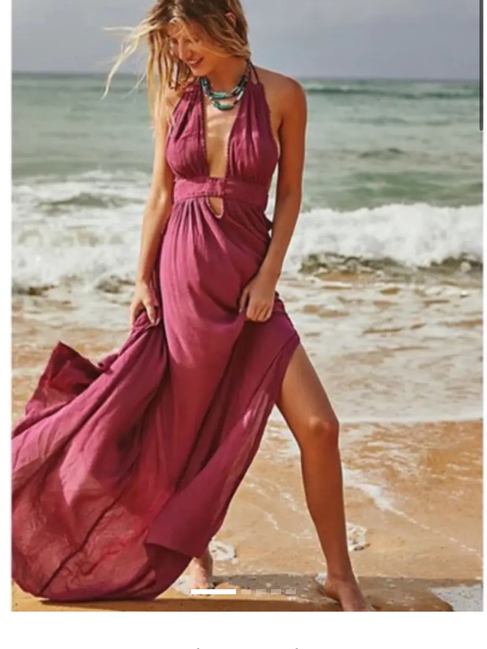Free People Look Into the Sun Halter Maxi Dress - Rose Plum